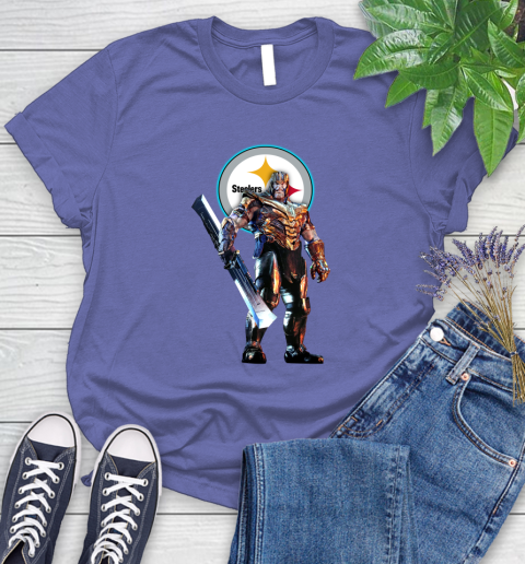 NFL Thanos Gauntlet Avengers Endgame Football Pittsburgh Steelers Women's T-Shirt 11