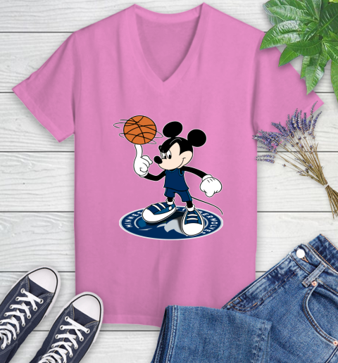 NBA Basketball Minnesota Timberwolves Cheerful Mickey Disney Shirt Women's V-Neck T-Shirt 12