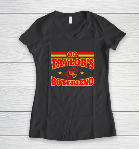 Go Boyfriend Football gift Fans Women's V-Neck T-Shirt 4