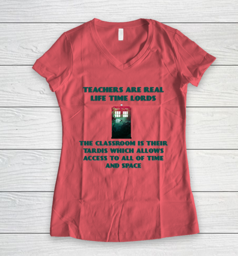 Doctor Who Shirt Teachers Are Real Life Time Lords Women's V-Neck