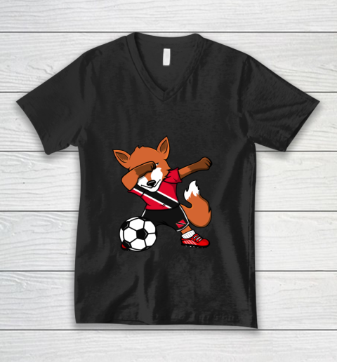 Dabbing Fox Trinidad and Tobago Soccer Fans Jersey Football V-Neck T-Shirt