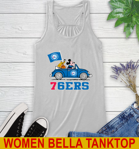 NBA Basketball Philadelphia 76ers Pluto Mickey Driving Disney Shirt Racerback Tank