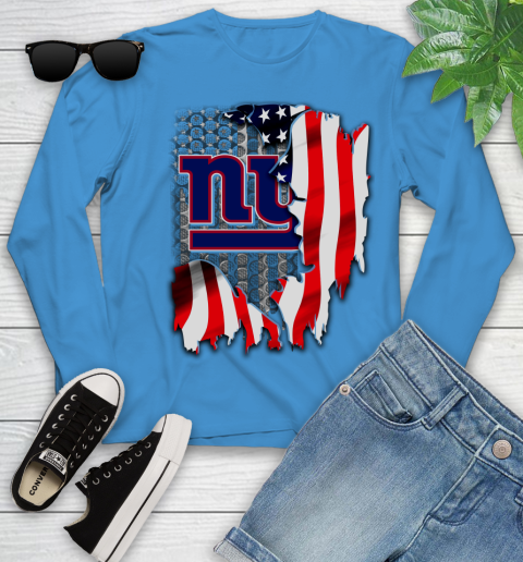 New York Giants NFL Football American Flag Youth Long Sleeve 8