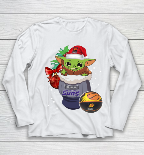Phoenix Suns Christmas Baby Yoda Star Wars Funny Happy NBA Youth Long Sleeve 2