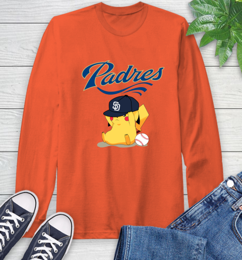 MLB Pikachu Baseball Sports San Diego Padres Long Sleeve T-Shirt 5