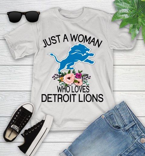 NFL Just A Woman Who Loves Detroit Lions Football Sports Youth T-Shirt