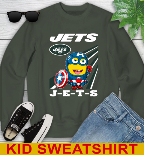 NFL Football New York Jets Captain America Marvel Avengers Minion Shirt Youth Sweatshirt 8
