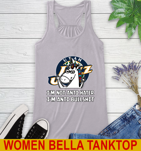 Utah Jazz NBA Basketball Unicorn I'm Not Anti Hater I'm Anti Bullshit Racerback Tank - Image 6