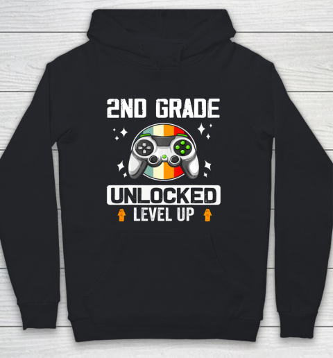 Next Level t shirts 2nd Grade Unlocked Level Up Back To School Second Grade Gamer Youth Hoodie