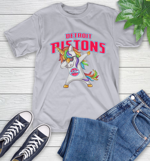 Detroit Pistons NBA Basketball Funny Unicorn Dabbing Sports T-Shirt 6