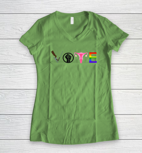 Vote Election Shirt Blm Pro Choice Gun Reform Lgbtq Women's V-Neck T-Shirt 4