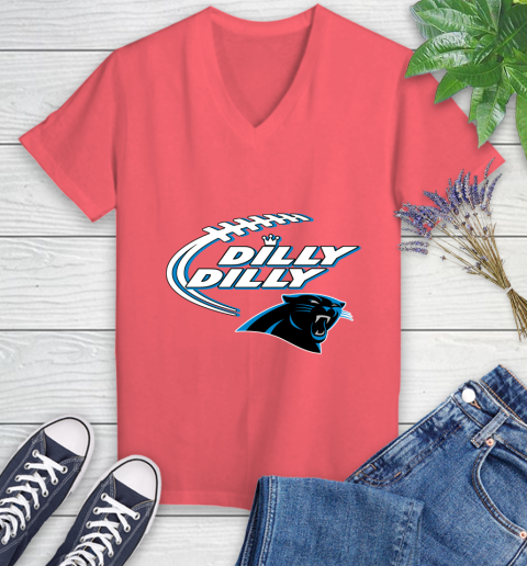 NFL Carolina Panthers Dilly Dilly Football Sports Women's V-Neck T-Shirt 6