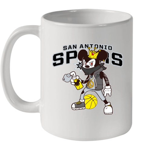 San Antonio Spurs NBA Basketball Mickey Peace Sign Sports Ceramic Mug 11oz