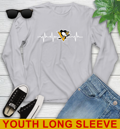 Pittsburgh Penguins NHL Hockey Heart Beat Shirt Youth Long Sleeve 5