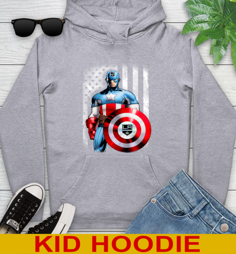 Los Angeles Kings NHL Hockey Captain America Marvel Avengers American Flag Shirt Youth Hoodie 6