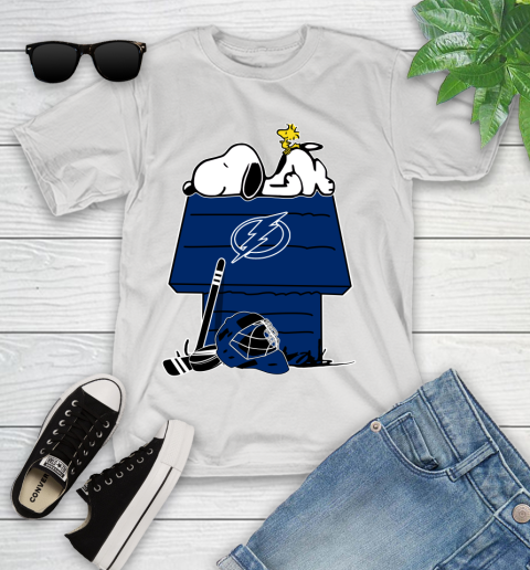 Tampa Bay Lightning NHL Hockey Snoopy Woodstock The Peanuts Movie Youth T-Shirt