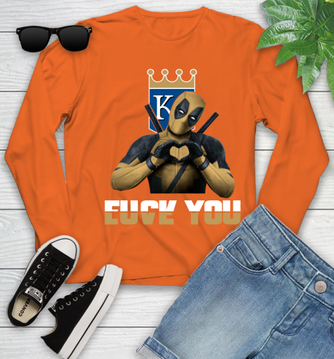 MLB Kansas City Royals Deadpool Love You Fuck You Baseball Sports Youth Long Sleeve 3