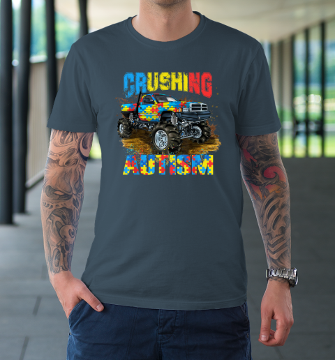 Crushing Autism Puzzle Monster Truck Autism Awareness T-Shirt 4