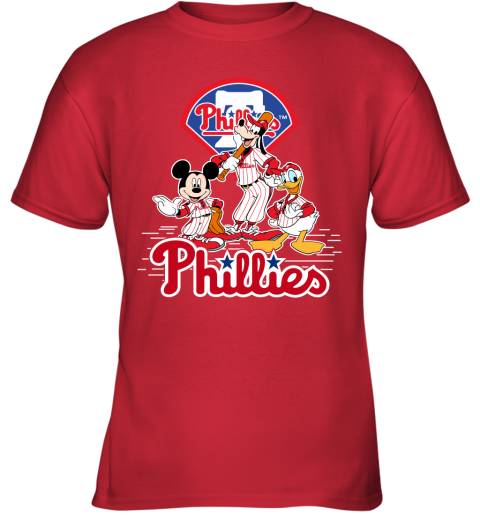 MLB Philadelphia Phillies Mickey Mouse Donald Duck Goofy Baseball T Shirt  Women's V-Neck T-Shirt