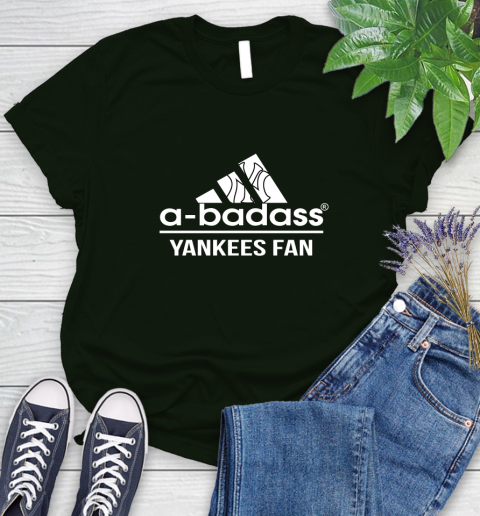 MLB A Badass New York Yankees Fan Adidas Baseball Sports Women's T-Shirt 6