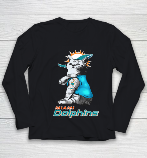 NFL Football My Cat Loves Miami Dolphins Youth Long Sleeve