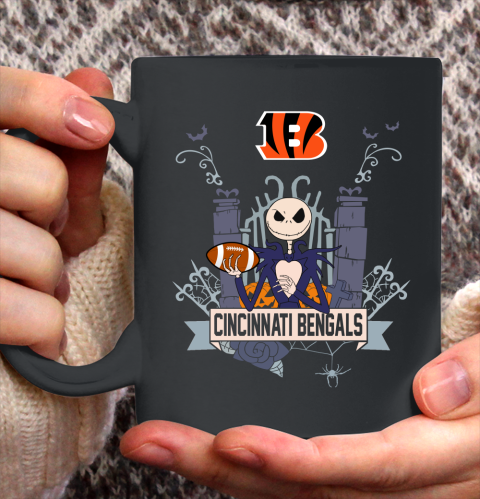 NFL Cincinnati Bengals Football Jack Skellington Halloween Ceramic Mug 11oz