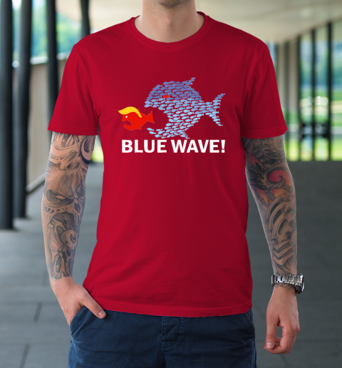 Blue Wave 2024 Funny Big Fish Eat Little Fish Trump Hair T-Shirt 8