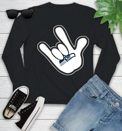 Seattle Seahawks NFL Football Mickey Rock Hand Disney Youth Long Sleeve 2