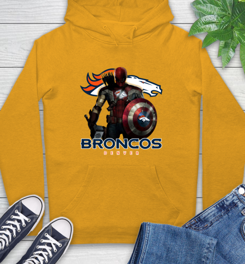 NFL Captain America Thor Spider Man Hawkeye Avengers Endgame Football Denver Broncos Hoodie 3