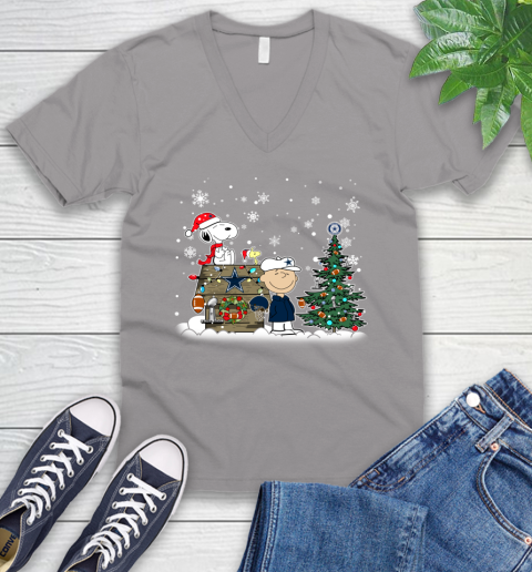 NFL Dallas Cowboys Snoopy Charlie Brown Christmas Football Super Bowl Sports V-Neck T-Shirt 3