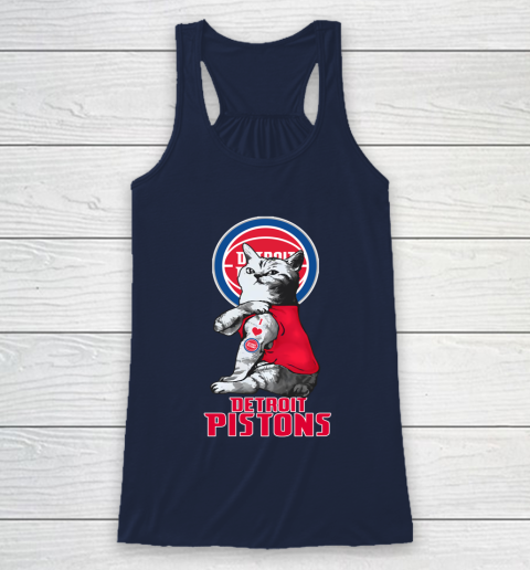 NBA Basketball My Cat Loves Detroit Pistons Racerback Tank 8