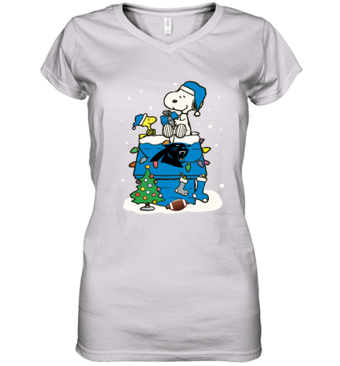 A Happy Christmas With Carolia Panthers Snoopy Women's V-Neck T-Shirt