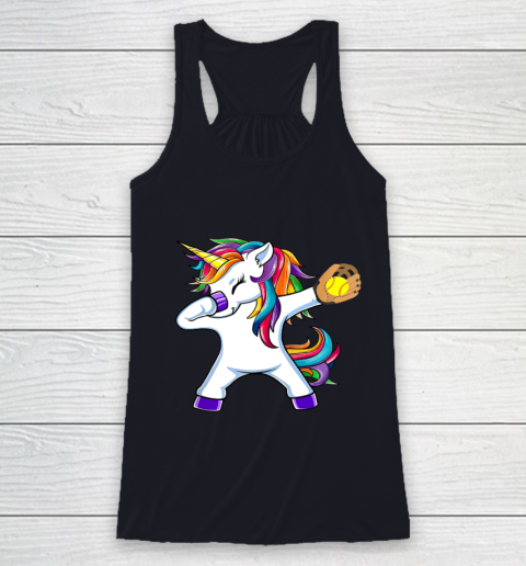 Dabbing Unicorn Softball T Shirt Funny Dab Gift Racerback Tank 8
