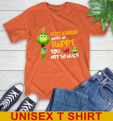 NBA Golden State Warriors Makes Me Happy You Not So Much Grinch Basketball Sports T-Shirt 4