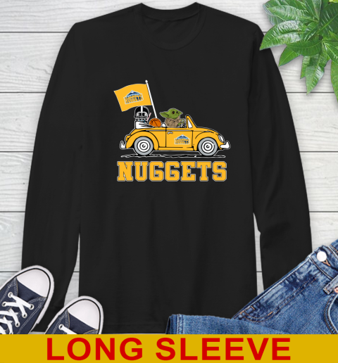 NBA Basketball Denver Nuggets Darth Vader Baby Yoda Driving Star Wars Shirt Long Sleeve T-Shirt 2