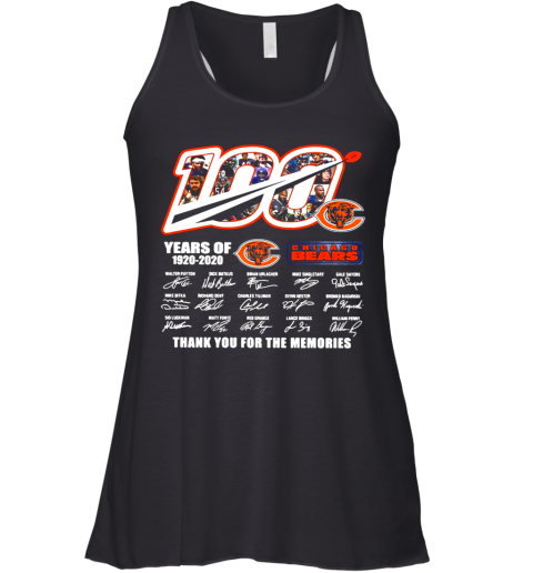 100 Years Of 1920 2020 Chicago Bears Thank You For The Memories Signatures Racerback Tank