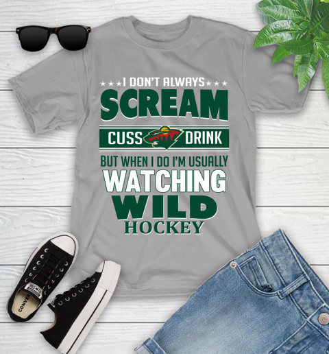 Minnesota Wild NHL Hockey I Scream Cuss Drink When I'm Watching My Team Youth T-Shirt 4