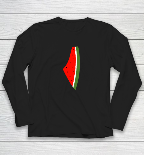 Palestine Watermelon Shirt Palestine Map Long Sleeve T-Shirt