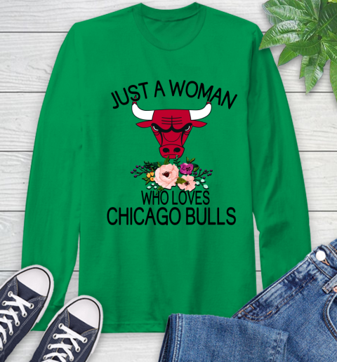 NBA Just A Woman Who Loves Chicago Bulls Basketball Sports Long Sleeve T-Shirt 5