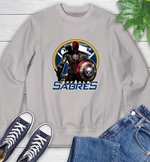 NHL Captain America Thor Spider Man Hawkeye Avengers Endgame Hockey Buffalo Sabres Sweatshirt 12