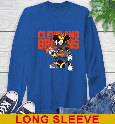 Cleveland Browns NFL Football Mickey Peace Sign Sports Long Sleeve T-Shirt 9