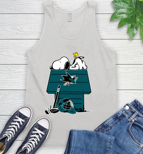 San Jose Sharks NHL Hockey Snoopy Woodstock The Peanuts Movie Tank Top