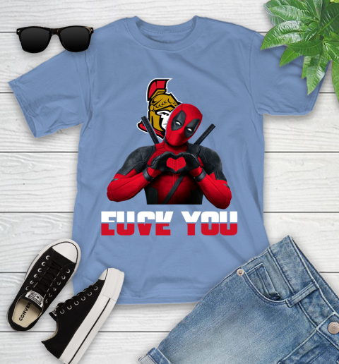 NHL Ottawa Senators Deadpool Love You Fuck You Hockey Sports Youth T-Shirt 15