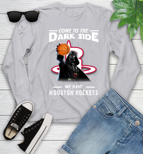 NBA Come To The Dark Side We Have Houston Rockets Star Wars Darth Vader Basketball Youth Long Sleeve 5