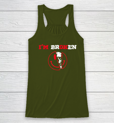 Confused Smile I'm Broken Invisible Illness I'm OK Broken Racerback Tank 2