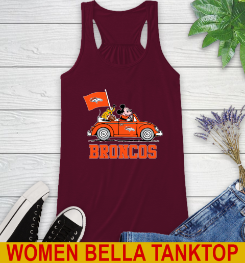 NFL Football Denver Broncos Pluto Mickey Driving Disney Shirt Racerback Tank 3