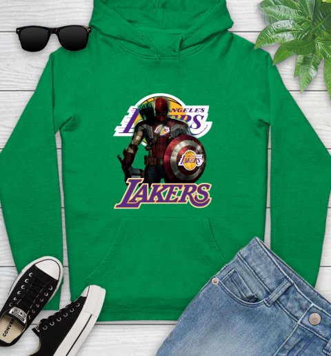 Los Angeles Lakers NBA Basketball Captain America Thor Spider Man Hawkeye Avengers Youth Hoodie 7