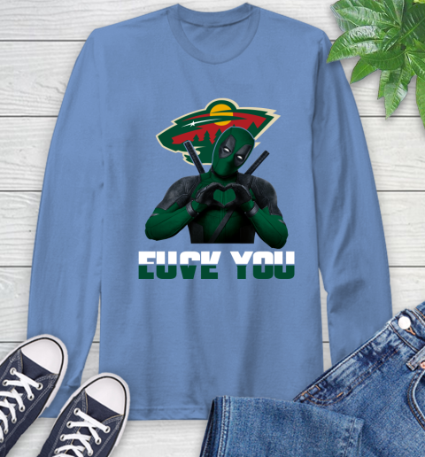 NHL Minnesota Wild Deadpool Love You Fuck You Hockey Sports Long Sleeve T-Shirt 12