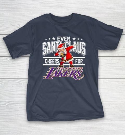 Los Angeles Lakers Even Santa Claus Cheers For Christmas NBA T-Shirt 3