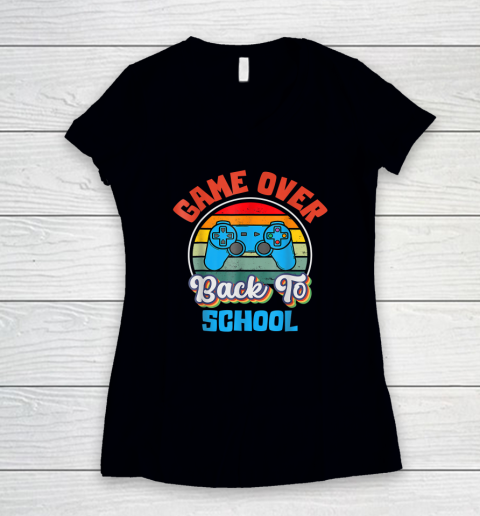 Back to School Funny Game Over Teacher Student Controller Women's V-Neck T-Shirt 1